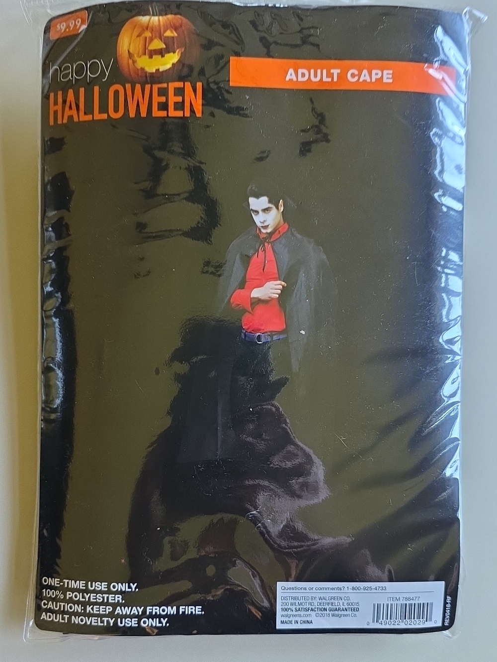 Happy Halloween Adult Black Cape - Men Shirt Costume Accessory